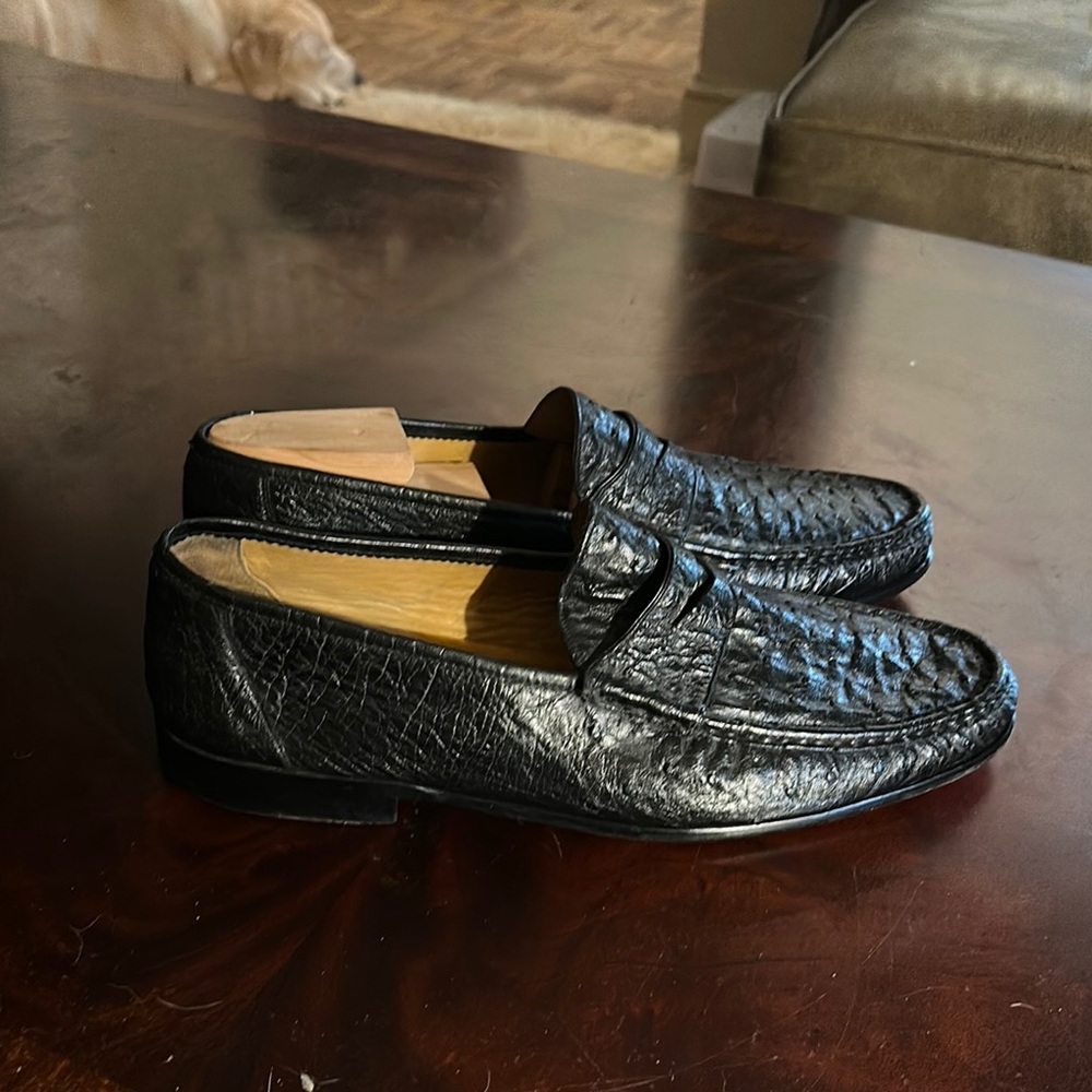 Classic Black Men's Genuine Ostrich Loafer - Picture 2 of 9